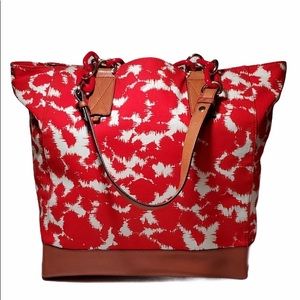 Milly Cotton & Leather Saddle Tote Shoulder Bag